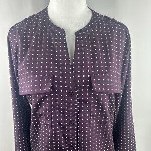Calvin Klein retro chic polka dot plum blouse – Women's Medium